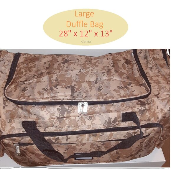 28" Large Duffle Bag in Camo - Gym Bag - Travel Bag - Carry-On Bag - Overnight - Picture 1 of 9